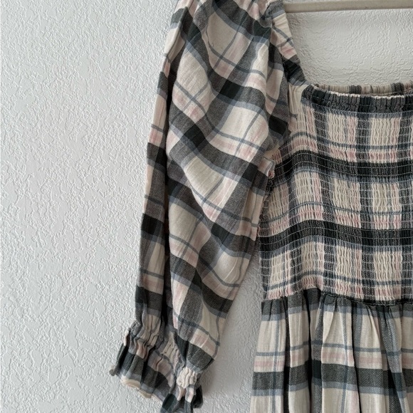 Madewell Lucie Elbow-Sleeve Smocked Mini Dress in Lebaum Plaid Size M - Picture 6 of 11